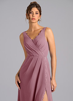 Azazie Bernice Final Sale Vintage Mauve A-Line Pleated Chiffon Dress image7