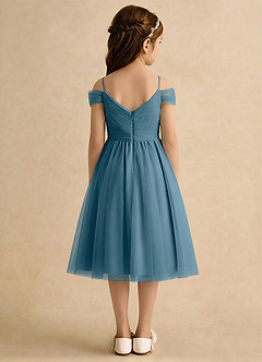 Azazie Lila Girls Formal Robe Demoiselle D'honneur Fillette Robe Trapèze en Tulle Épaule décolletée Bermude image2