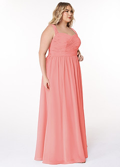 Azazie Zapheira Bridesmaid Dresses Coral A-Line Ruched Chiffon Dress image9