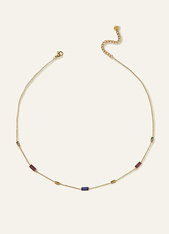 front Baguette-Halskette mit mehreren Steinen