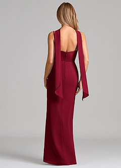 Azazie Calandra Bridesmaid Dresses Burgundy Sheath Pleated Chiffon Dress image2
