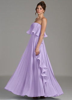 Azazie Alexia Robes de demoiselle d'honneur Robe Trapèze en Mousseline de soie Rayé Lilas image5