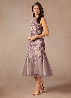 Azazie Herrin vestidos de madre de la novia Vestido de Rosa Grisáceo  Champán de Encaje de Sirena image8