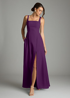 Azazie Debra Bridesmaid Dresses Grape A-Line with Pockets Chiffon Convertible Dress image4