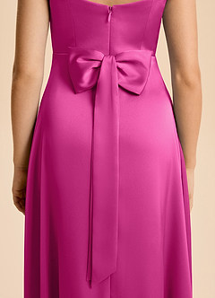 Azazie Kiki Junior Robe Trapèze en Satin extensible Arc Fuchsia image4