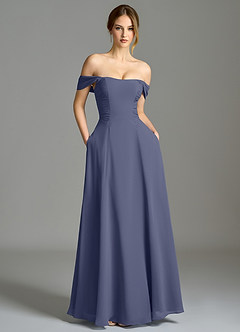 Azazie Oasis Bridesmaid Dresses Stormy A-Line with Pockets Chiffon Dress image2