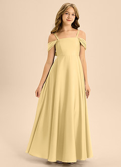 Azazie Rowena Junior Robe Trapèze en Satin extensible Arc Beurre image3