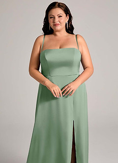 Azazie Wren Bridesmaid Dresses Matcha A-Line Strapless Stretch Satin Convertible Dress image13