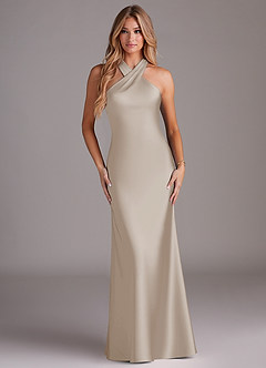 Azazie Doretta Bridesmaid Dresses Frost Mermaid Pleated Stretch Satin Dress image2