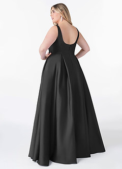 Azazie Neve Brautjungfernkleider Ballkleid mit Taschen Stretch-Satin Kleid Schwarz image8