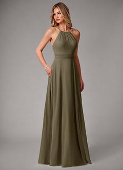Azazie Amalia Bridesmaid Dresses Willow Green A-Line Pleated Chiffon Dress image5
