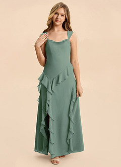 Azazie Sloane Junior Eucalyptus A-Line Sweetheart Neckline Chiffon Dress image6