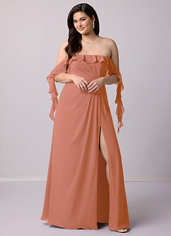 Barbie ♥ Azazie Robes de demoiselle d'honneur Robe Trapèze Convertible en Mousseline de soie Épaule décolletée Mai Tai image10