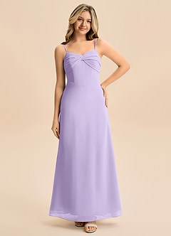 Azazie Jordyn Junior Vestido de Lila de Gasa de Corte en A con Escote de Corazón image3