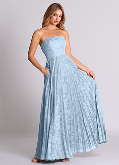 Azazie Mariana Bridesmaid Dresses Sky Blue A-Line Strapless Floral Burnout Convertible Dress image3