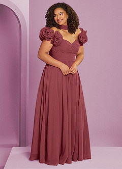 Barbie ♥ Azazie Bridesmaid Dresses Merlot A-Line Off the Shoulder Chiffon Convertible Dress image12