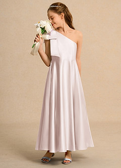 Azazie Guppy Junior Formal Flower Girl Klänningar Klä A-Line i Matt satäng Ena axeln image4