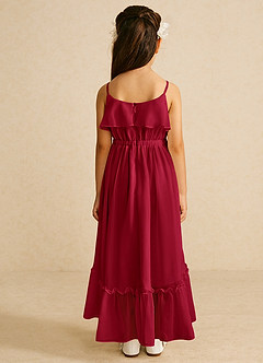 Azazie Karmen Flower Girl Dresses Scarlet A-Line Ruched Chiffon Dress image3