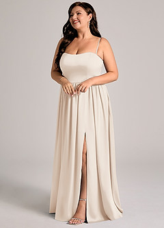 Azazie Calianna Brudtärnklänningar Klä av A-Linje i Stretch Satin Av axeln Vit Alabaster Konvertibel image5