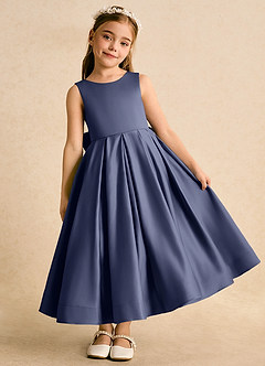 Azazie Cailee Blumenmädchenkleider Ballkleid Plissee Matte Satin Kleid Sturm image2