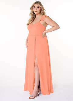 Azazie Everett Bridesmaid Dresses Sunset A-Line V-neck Ruched Chiffon Dress image8