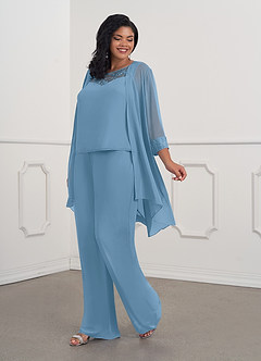Azazie Maura vestidos de madre de la novia Vestido de Azul Acero de Gasa de Mono/Traje de pantalón con Lentejuela image8
