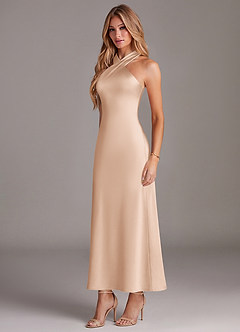 Azazie Doretta Bridesmaid Dresses English Rose Mermaid Pleated Stretch Satin Dress image4