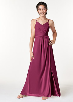 Azazie Luxy Junior Mulberry Pleated Mesh Dress image3