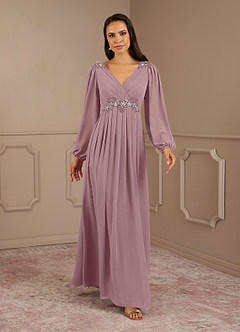 Azazie Gypsy Mother of the Bride Dresses A-Line V-Neck Sequins Chiffon Floor-Length Dress image1