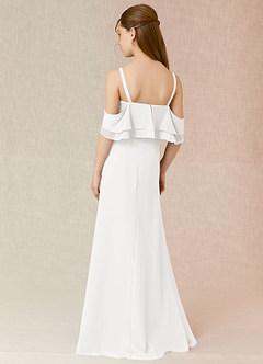 Azazie Tink A-Line Ruched Chiffon Floor-Length Junior Bridesmaid Dress image2