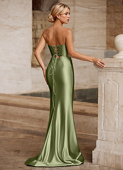 Aelina Menthe Verte Robe de bal en satin à corset découpé image8