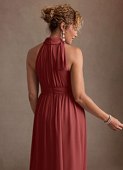 Azazie Antoinette Abiti per la Madre della Sposa Abito A-Line in Chiffon Plissettato Terracotta image7