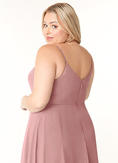 Azazie Clarissa Bridesmaid Dresses Dusty Rose A-Line V-Neck Chiffon Dress image11