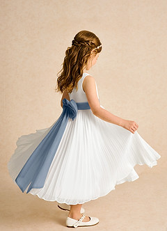 Azazie Margot Flower Girl Dresses Ivory Twilight A-Line Pleated Chiffon Dress image7