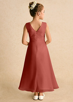 Azazie Edelweiss Flower Girl Dresses Terracotta A-Line Pleated Chiffon Dress image6