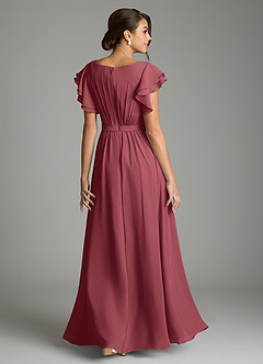 Azazie Daphne Modest Bridesmaid Dresses A-Line Ruffled Chiffon Floor-Length Dress image2