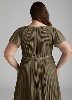 Azazie Kara Bescheidene Brautjungfernkleider A-Linie Plissee Chiffon Bodenlänge Kleid image14