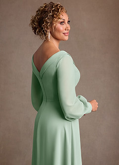 Azazie Paterson At-home Try On Dresses Agave A-Line Pleated Chiffon Dress image7