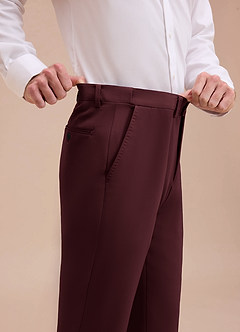 front Ethan Cabernet Refined Weave Dress Pants