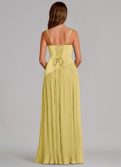 Azazie Stephanie Vestidos de damas de honor Vestido de Canario de Satén Elástico de Corte en A con Plisado image5