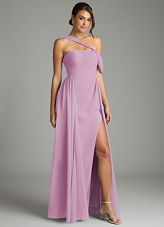 Azazie Kassandra Robes de demoiselle d'honneur Robe Trapèze en Mousseline de soie Épaule décolletée Rose Bonbon image5