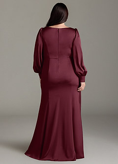 Azazie Raye Bridesmaid Dresses Cabernet Mermaid Long Sleeve Stretch Satin Dress image8
