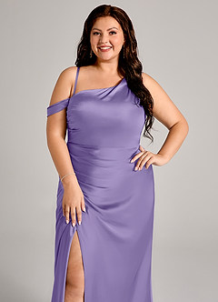 Azazie Madelyn Bridesmaid Dresses Tahiti Mermaid One Shoulder Stretch Satin Convertible Dress image10