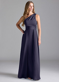 Azazie Dallas Bridesmaid Dresses Stormy A-Line One Shoulder Stretch Satin Dress image3