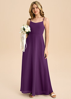 Azazie Shale Junior Robe Trapèze en Mousseline de soie Arc Grain De Raisin image5