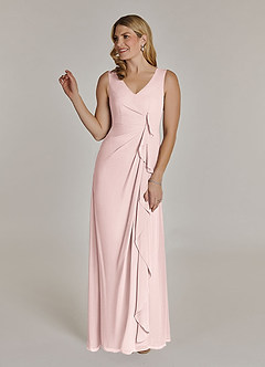 Azazie Manuella Mother of the Bride Dresses Blushing Pink A-Line V-Neck Pleated Chiffon Dress image10