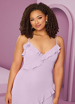 Barbie ♥ Azazie Jurken voor bruidsmeisjes Jurk van Chiffon met Kolom Frosted Lila image14
