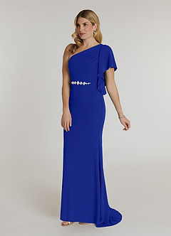 Azazie Pia Final Sale Black Mermaid Pleated Stretch Crepe Dress image3