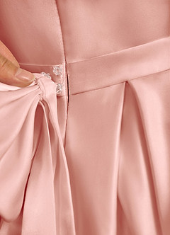 Azazie Pearl Flower Girl Dresses Rosette Ball-Gown Pleated Matte Satin Dress image9