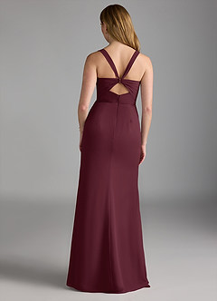 Azazie Mero Bridesmaid Dresses Cabernet Sheath Pleated Chiffon Dress image3